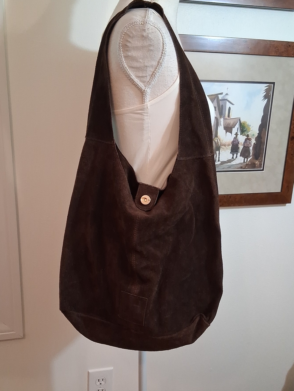 Haute Hippie Dark Brown Large Suede Hobo Bag